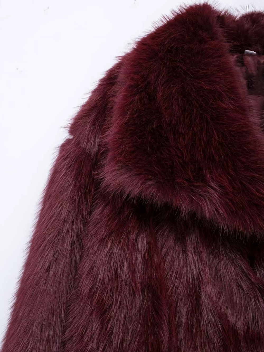 Burgundy Faux Fur Cropped Jacket - L - Picture 9 of 9